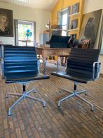3 x Vitra Eames EA 108 zwart leder, aluminium frame, Huis en Inrichting, Stoelen, Ophalen, Drie, Zwart, Design
