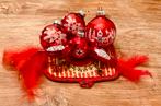 Oude kerstversiering rood ballen en vogeltjes, Antiek en Kunst, Curiosa en Brocante, Ophalen of Verzenden