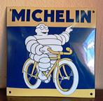 kleurrijk, gaaf,  gebold emaille bord michelin fiets - bromm, Ophalen of Verzenden, Zo goed als nieuw, Reclamebord