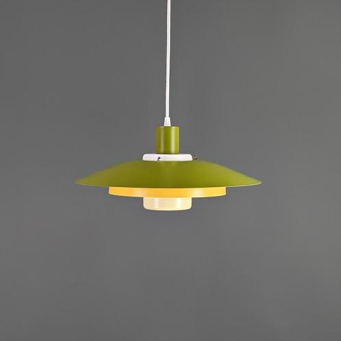 Prachtige meerlagige lamp in groen en geel, Deens design, Huis en Inrichting, Lampen | Hanglampen, Zo goed als nieuw, 75 cm of meer
