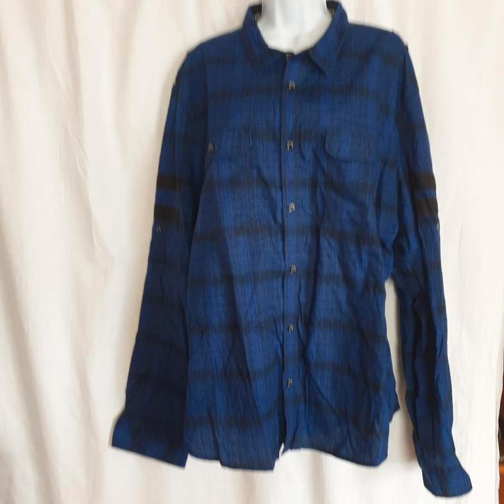 Gaaf zwart-blauw overhemd mt 3XL merk Angelo Litrico, Kleding | Heren, Grote Maten, Zo goed als nieuw, Overhemd, Zwart, Ophalen of Verzenden