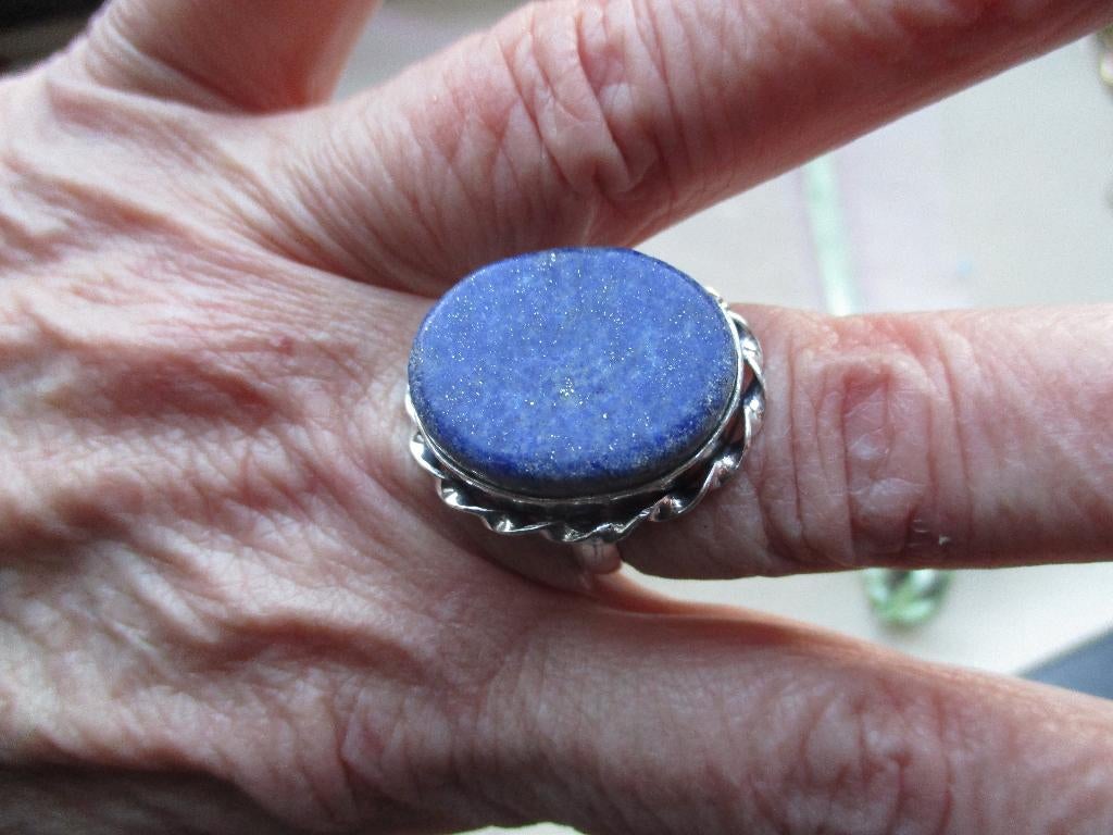 834/ verzilverde lapis lazuli ringen(meerdere foto's), Blauw, Nieuw, Ophalen of Verzenden, 17 tot 18