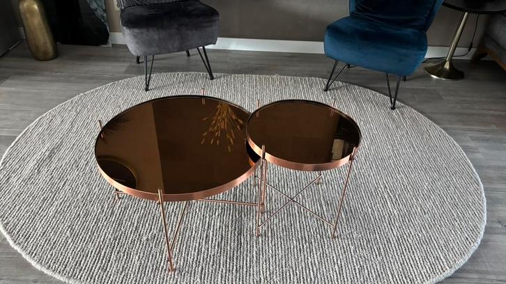 2 Zuiver Cupid Salontafel Large en Smal Koper, Huis en Inrichting, Tafels | Salontafels, Zo goed als nieuw, Minder dan 50 cm, 50 tot 100 cm