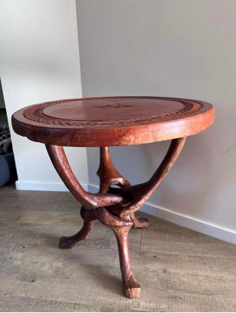 Vintage Afrikaanse Tafel - Handgemaakt, Ophalen of Verzenden
