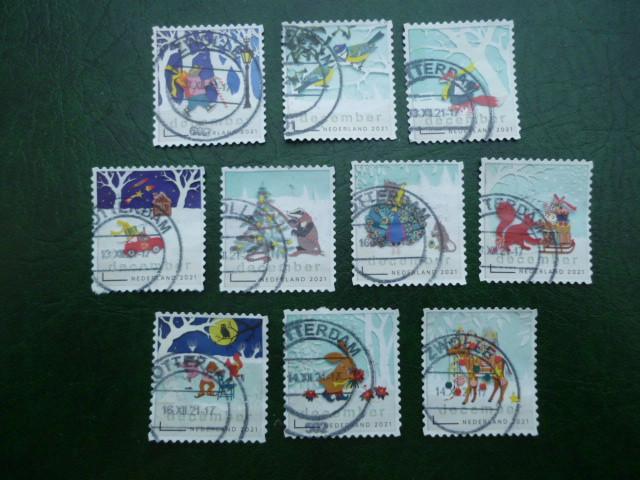 Decemberzegels 2021 compl. serie gestempeld kerst 3978-3987, Postzegels en Munten, Postzegels | Nederland, Gestempeld, Ophalen of Verzenden