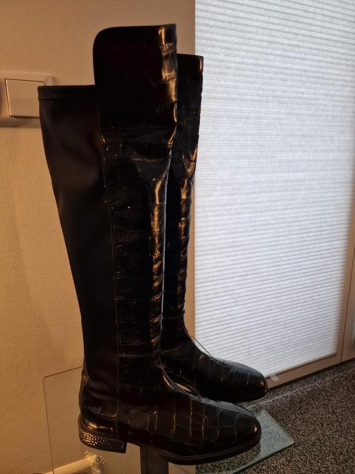 Nieuw laarzen exclusieve Alberto Gozzi mt 37 waren € 475,--, Kleding | Dames, Schoenen, Nieuw, Hoge laarzen, Zwart, Ophalen of Verzenden