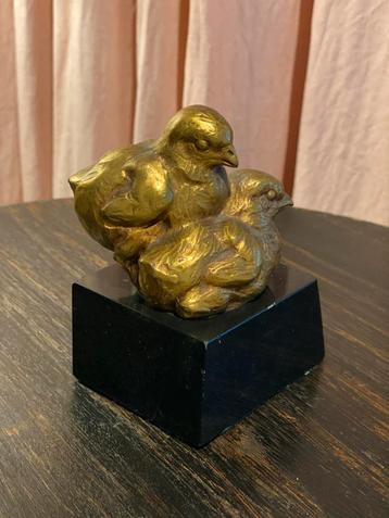 Bronzen boekensteunen / beeldjes, van twee vogels, verguld beschikbaar voor biedingen