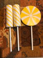 Sinterklaas of kerst decoratie Lolly lollie geel wit candy, Diversen, Verzenden, Gebruikt