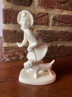 Plateel Meisje met hond Art Deco, Antiek en Kunst, Antiek | Keramiek en Aardewerk, Ophalen of Verzenden