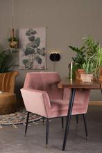 Luxe eetkamerstoelen Dutchbone Fluweel oud-roze, Ophalen, Zo goed als nieuw, Overige kleuren, Stof