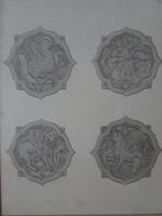 Vier prenten middeleeuwse beelden evangelisten Buffa 1860, Verzenden