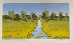 Kleuren houtsnede Drentse Aa. Gesigneerd, Antiek en Kunst, Ophalen of Verzenden