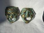 Twee gegoten Bronzen Romeinse Stijl Theater Maskers