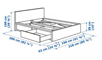 IKEA MALM Bedframe 140x200 cm - Zwartbruin met Lades - afbeelding 3