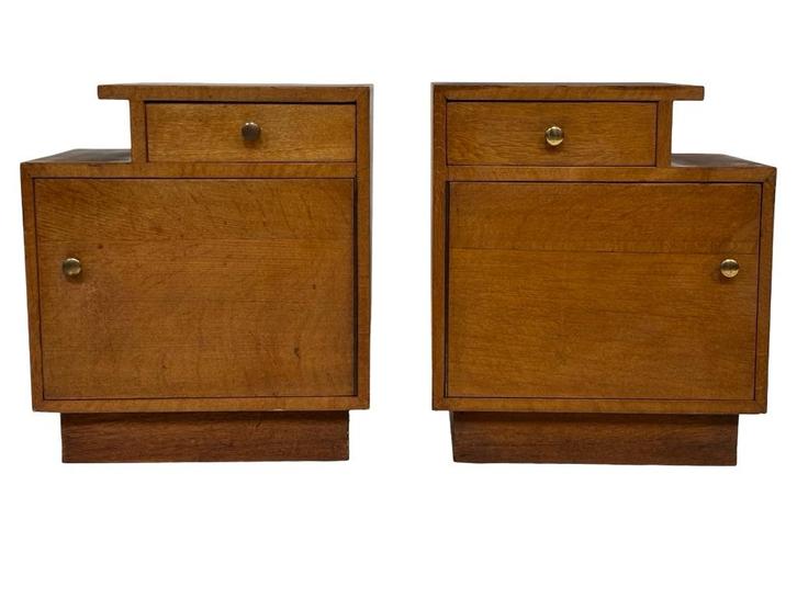 Vintage Nachtkastjes - Set Van 2 In Eiken Jaren 50 Design, Huis en Inrichting, Slaapkamer | Nachtkastjes, Gebruikt, Minder dan 55 cm