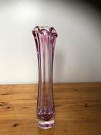 Leerdam Elegante glazen vaas - paars/roze 22cm, Overige kleuren, Ophalen of Verzenden, Minder dan 50 cm, Glas