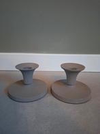 Taupe Kandelaars - Set van 2, Ophalen of Verzenden, Overige materialen, Minder dan 25 cm