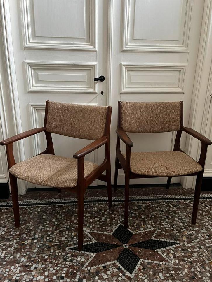AUTHENTIEKE VINTAGE STOELEN FAUTEUILS ERIK BUCH DEENS TEAK, Antiek en Kunst, Antiek | Meubels | Stoelen en Banken, Ophalen