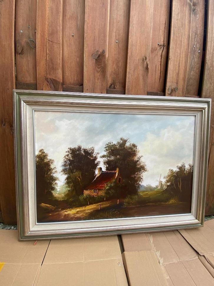 Mooi landschap schilderij J.Sane, Antiek en Kunst, Kunst | Schilderijen | Klassiek, Ophalen