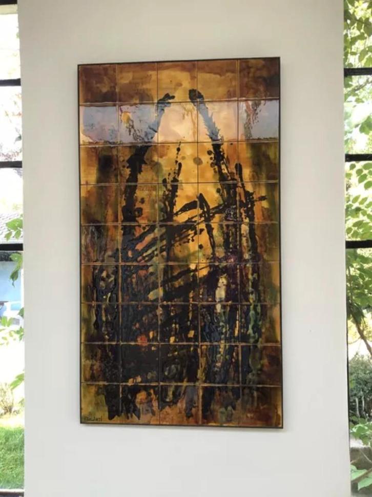Juliette Belarti Mid Century Tegel Paneel Abstract, Antiek en Kunst, Antiek | Keramiek en Aardewerk, Ophalen