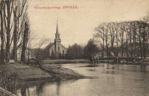 Schoenkuipenbrug. Zwolle. - 1910 gelopen, Verzamelen, Ansichtkaarten | Nederland, Gelopen, Overijssel, Voor 1920, Ophalen of Verzenden