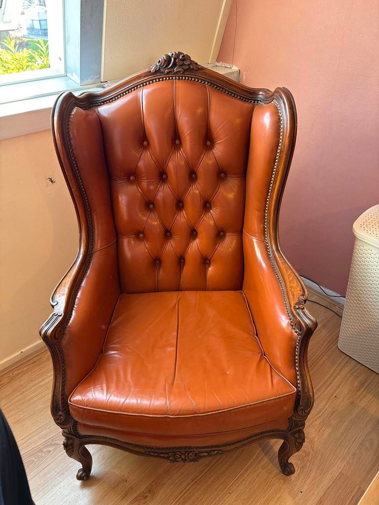 Chesterfield Oorfauteuil., Huis en Inrichting, Fauteuils, Ophalen, Koningklijk van adel., Zo goed als nieuw, 75 tot 100 cm