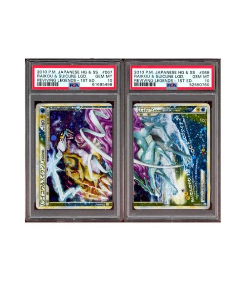 Pokemon Raikou & Suicune 1st Ed Reviving Legends Set PSA 10, Hobby en Vrije tijd, Verzamelkaartspellen | Pokémon, Zo goed als nieuw