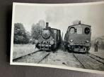 Oude Zwart-Wit Foto: Stoomlocomotief & Tram, Verzenden, Gebruikt