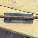 Antieke koperen brievenbus met deurgreep compleet, Ophalen of Verzenden