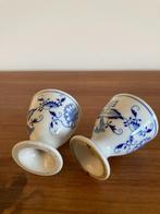Antieke set eierdopjes zwiebelmuster wit/blauw, Ophalen of Verzenden