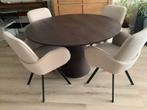 Eetkamertafel rond en 4 eetkamerstoelen ZGAN, Huis en Inrichting, Tafels | Eettafels, Ophalen, 100 tot 150 cm, 150 tot 200 cm