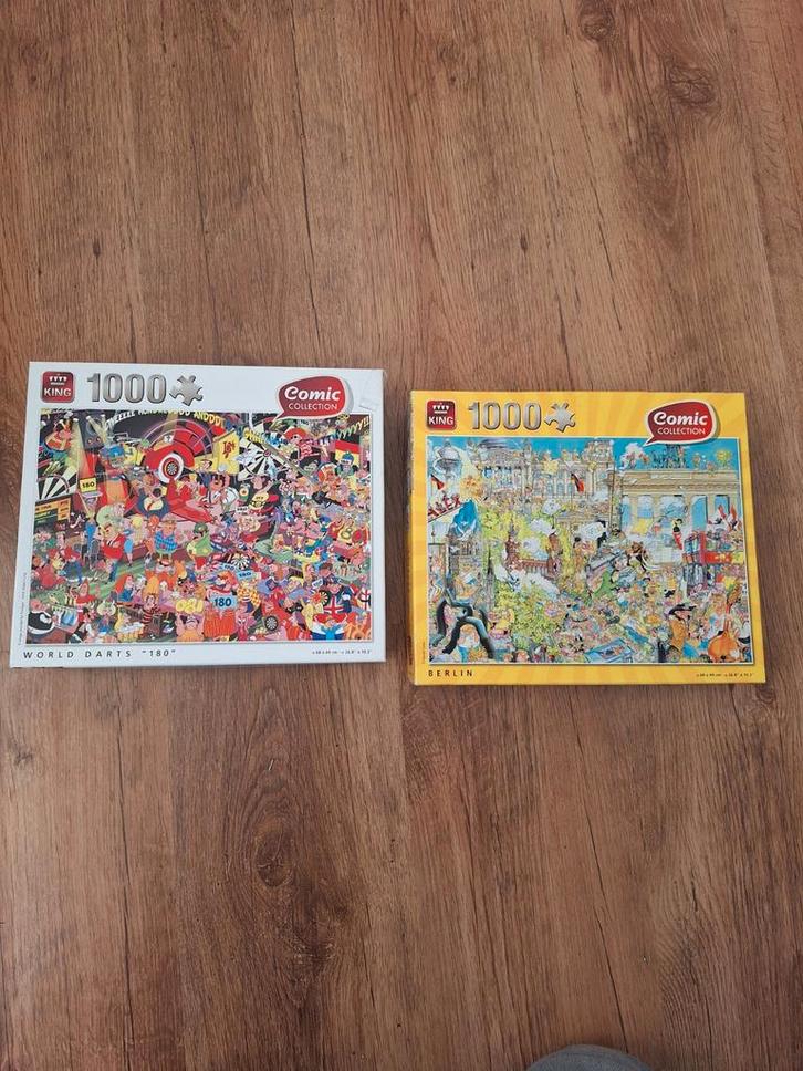 King Puzzels 1000 Stukjes - Berlijn & World of Darts, Hobby en Vrije tijd, Denksport en Puzzels, Zo goed als nieuw, Legpuzzel