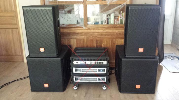 Speaker set - JBL MRX 518 & JBL MRX 515 & 2x Crown xti 2000, Muziek en Instrumenten, Versterkers | Keyboard, Monitor en PA, Zo goed als nieuw