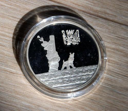 Kuifje zilveren munt Hergé Tintin monnaie Paris Zonnetempel, Verzamelen, Stripfiguren, Zo goed als nieuw, Beeldje of Figuurtje