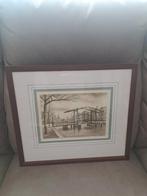 A wieringa ets "appelmarktbrug Schiedam ", Antiek en Kunst, Ophalen of Verzenden