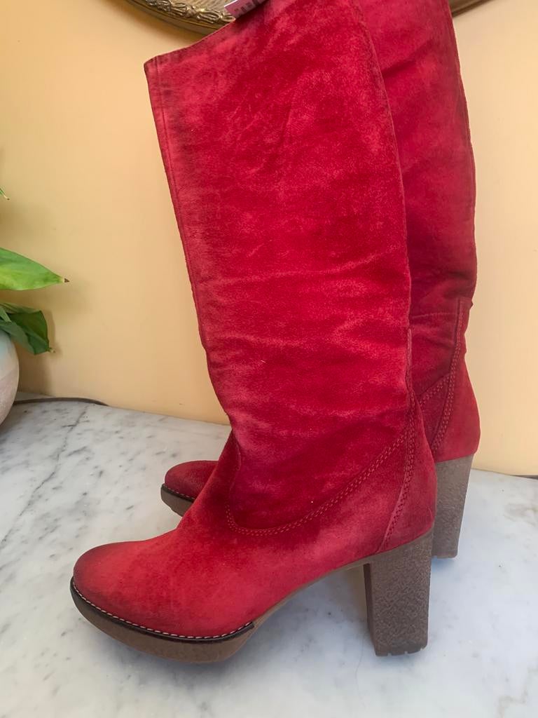 Rode hoge laarzen Manas maat 38, Hoge laarzen, Ophalen of Verzenden, Zo goed als nieuw, Rood