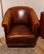 Vintage leren fauteuil, Huis en Inrichting, Fauteuils, Ophalen, Gebruikt, Vintage, 50 tot 75 cm