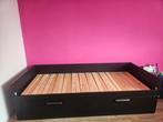 Brimnes Bedbank met 2 lades zwart 80x200cm, Ophalen, Eenpersoons, Zwart, Zo goed als nieuw