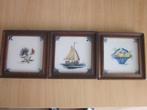 3 Tegels Tichelaar Makkum fruitschaal bloem en schip., Antiek en Kunst, Antiek | Keramiek en Aardewerk, Ophalen of Verzenden
