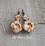 Oorbellen Square met Swarovski Crystal Golden Shadow, Met kristal, Overige materialen, Hangers, Overige kleuren