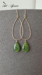 Art-Ajoure 14k Gold filled oorbellen met naturel Jade [Nefri, Sieraden, Tassen en Uiterlijk, Oorbellen, Verzenden, Nieuw, Goud