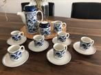 Vintage 9-delig blauw wit bloemen espresso servies set, Compleet servies, Overige stijlen, Ophalen of Verzenden, Zo goed als nieuw