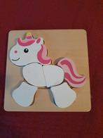 Houten Eenhoorn Puzzel, Ophalen, 2 tot 4 jaar, 10 tot 50 stukjes, Zo goed als nieuw