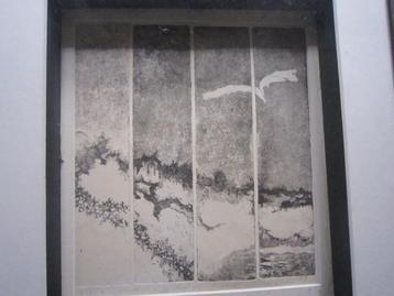 Byzondere 4 delige ets, Strand met Vogels Mooi kastje beschikbaar voor biedingen