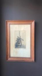 Dirk Harting / Molen ets in houten lijst, Antiek en Kunst, Kunst | Tekeningen en Foto's, Ophalen of Verzenden