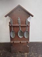 Vintage lepelrek met 3 tinnen lepels, Ophalen of Verzenden