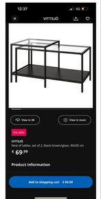 IKEA VITTSJÖ Nesttafels - Set van 2, Ophalen, Nieuw, 50 tot 100 cm, Glas