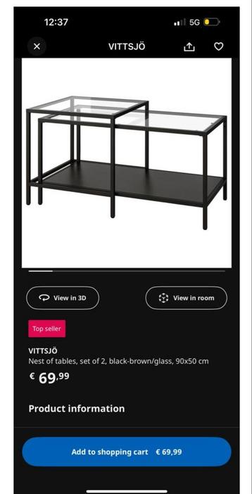 IKEA VITTSJÖ Nesttafels - Set van 2 beschikbaar voor biedingen