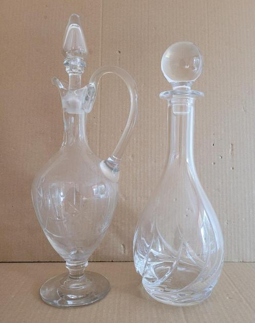 Oude, vintage, brocante glazen karaf en 1 wat minder oud, Antiek en Kunst, Antiek | Glas en Kristal, Ophalen