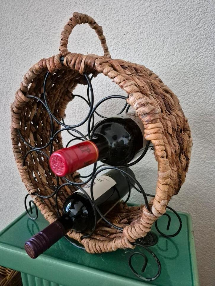 Leuk vintage brocante zeegras wijnrek., Huis en Inrichting, Woonaccessoires | Wijnrekken, Zo goed als nieuw, Minder dan 50 cm